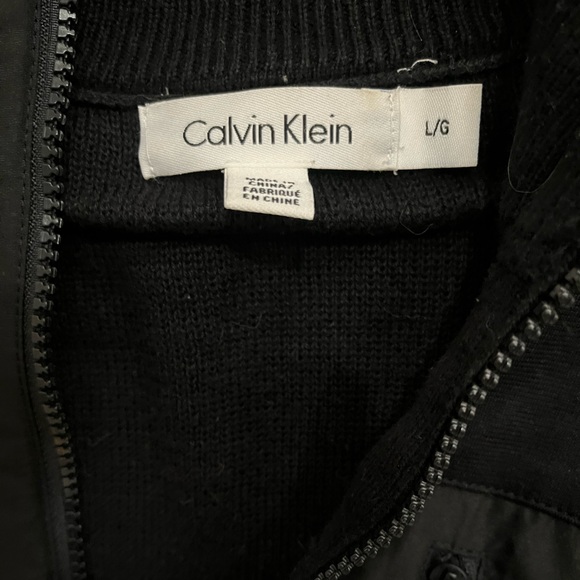 Men’s Calvin Klein Mixed Media Knit Long Sleeve Zip Down Sweater - Picture 2 of 3